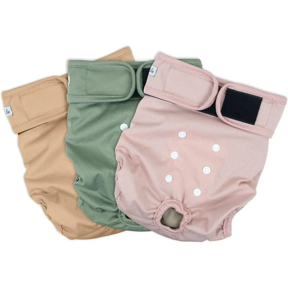 Grecle Washable Female Dog Diaper, 3 Colors, Reusable, Medium - 12/15